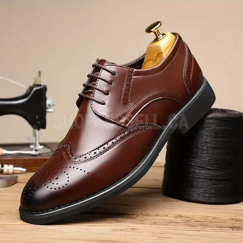 JIT2025 Men's Versatile Dress Shoes - Brogue Oxford with Lace-Up Closure, Rubber Sole, And Faux Insole for Business, Weddings, And Formal Events, Formal Footwear | Elegant Footwear | Durable Footwear