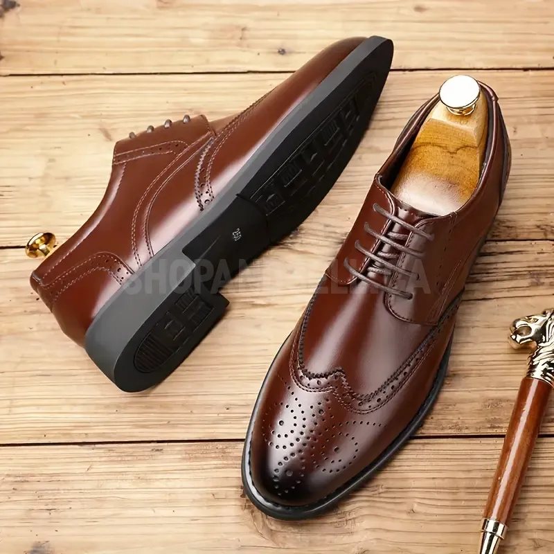 JIT2025 Men's Versatile Dress Shoes - Brogue Oxford with Lace-Up Closure, Rubber Sole, And Faux Insole for Business, Weddings, And Formal Events, Formal Footwear | Elegant Footwear | Durable Footwear