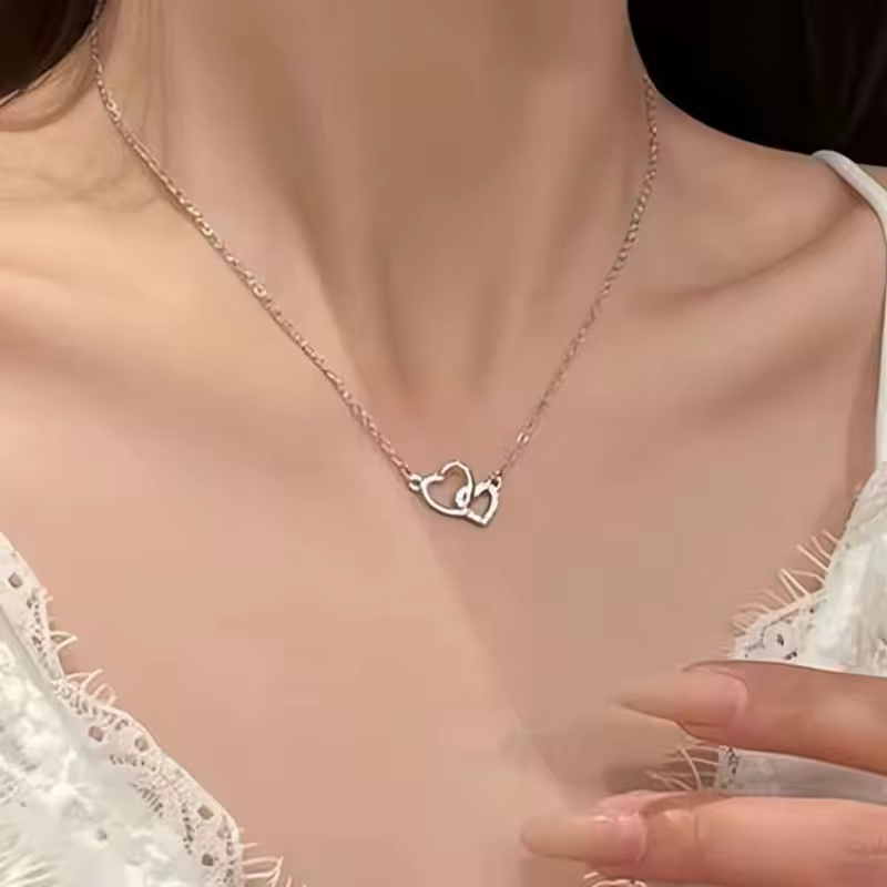 New Fashion Simple Silver Color Love Heart Pendant Necklace