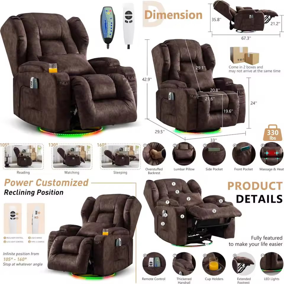Massive Comfort Electric Recliner Sofa