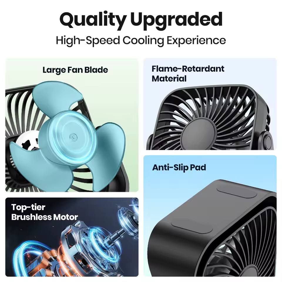 TOPK 4Inch USB Mini Portable Fan 