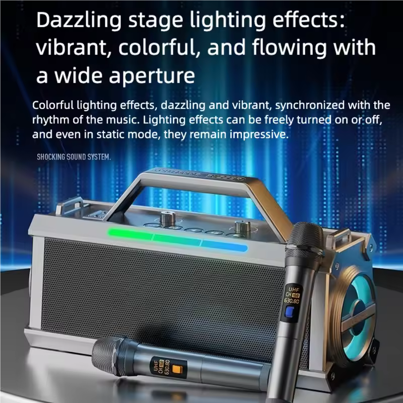 Portable Bluetooth Karaoke Speaker with 2 Wireless Microphones