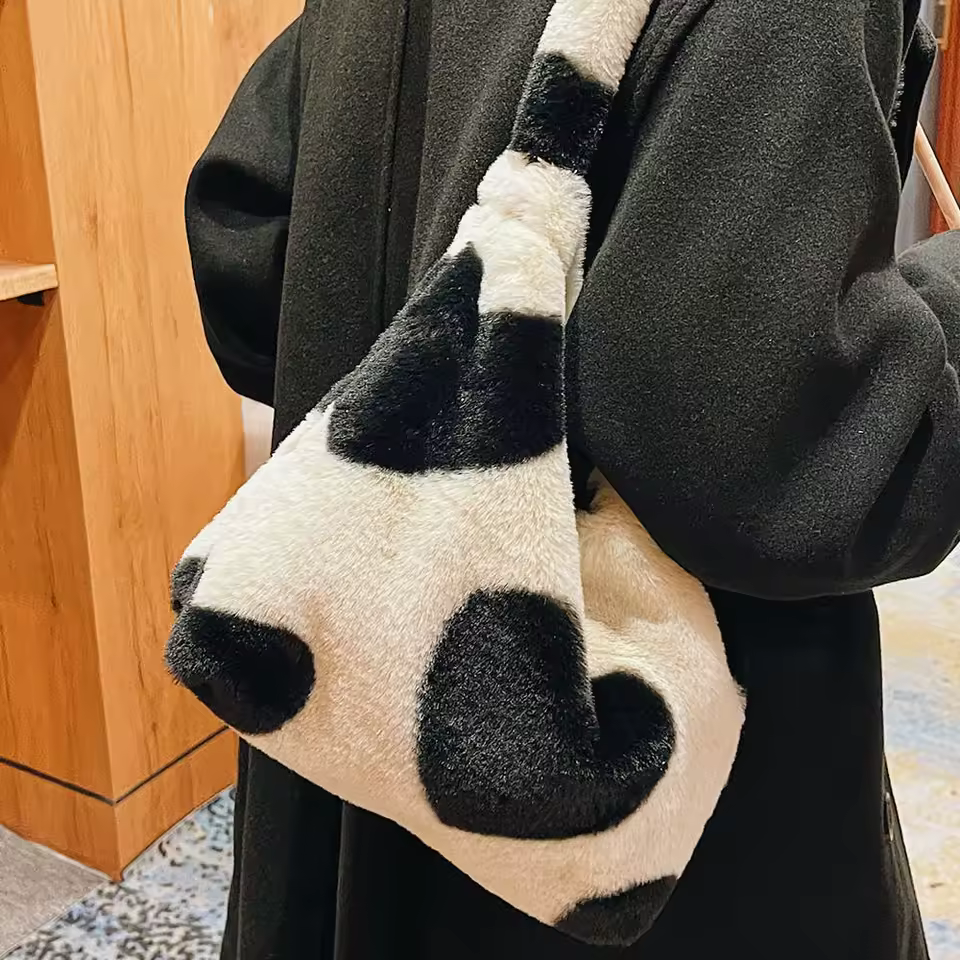 Women Girls Fluffy Shoulder Bag Top-handle Bag