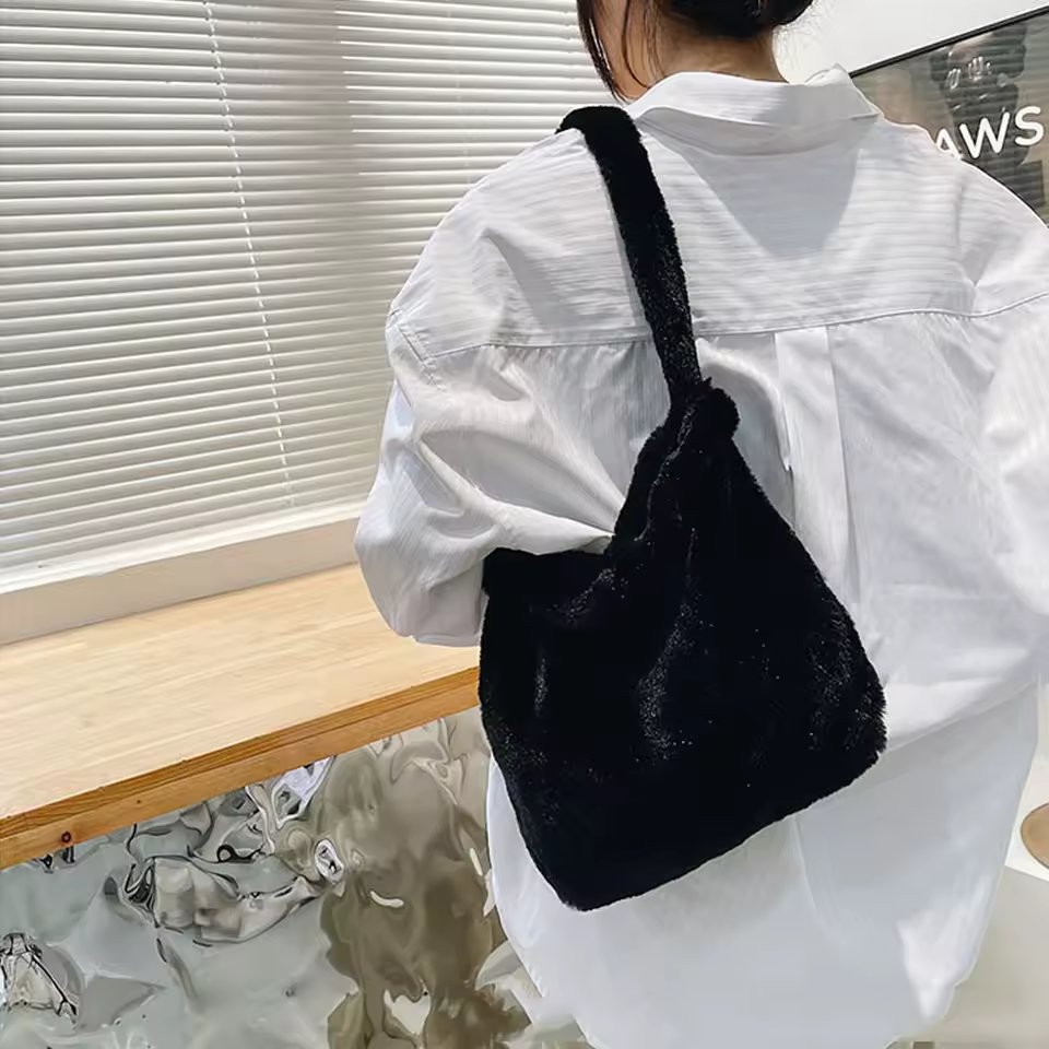 Women Girls Fluffy Shoulder Bag Top-handle Bag