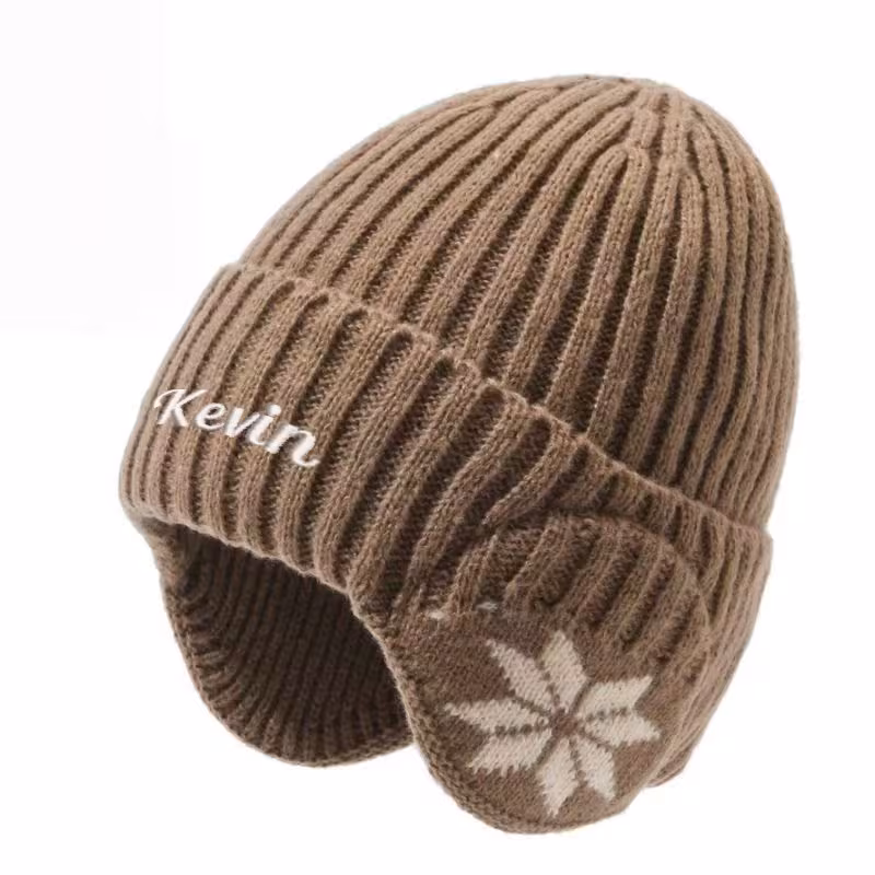 Custom name  snowflake knit hat