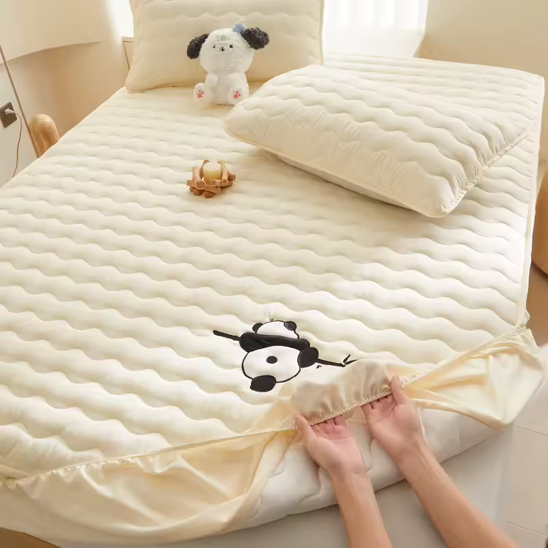 Cute Panda Embroidery Mattress Cover