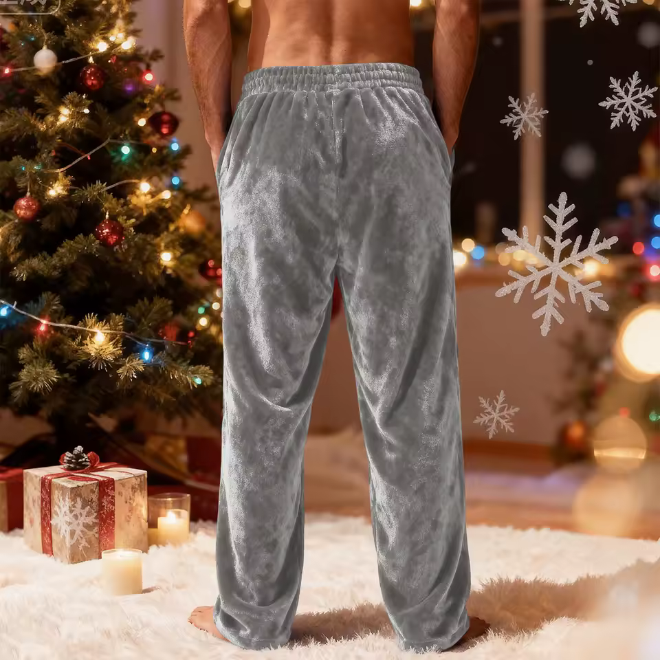 Men's Autumn Winter Velvet Straight Leg Pants