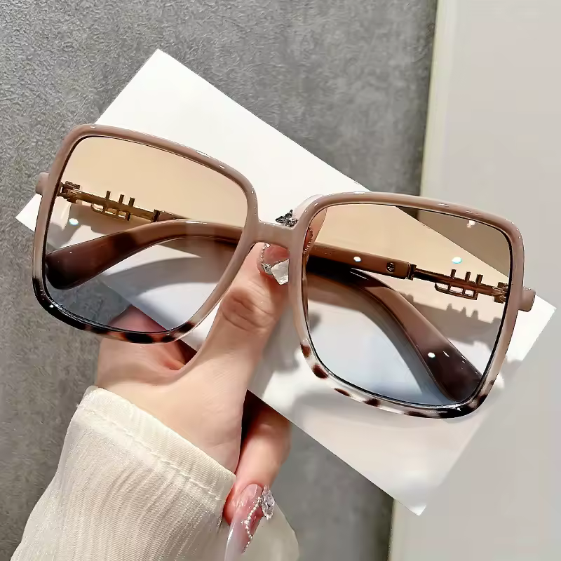 Women's square fashion color contrast decorative sunglasses