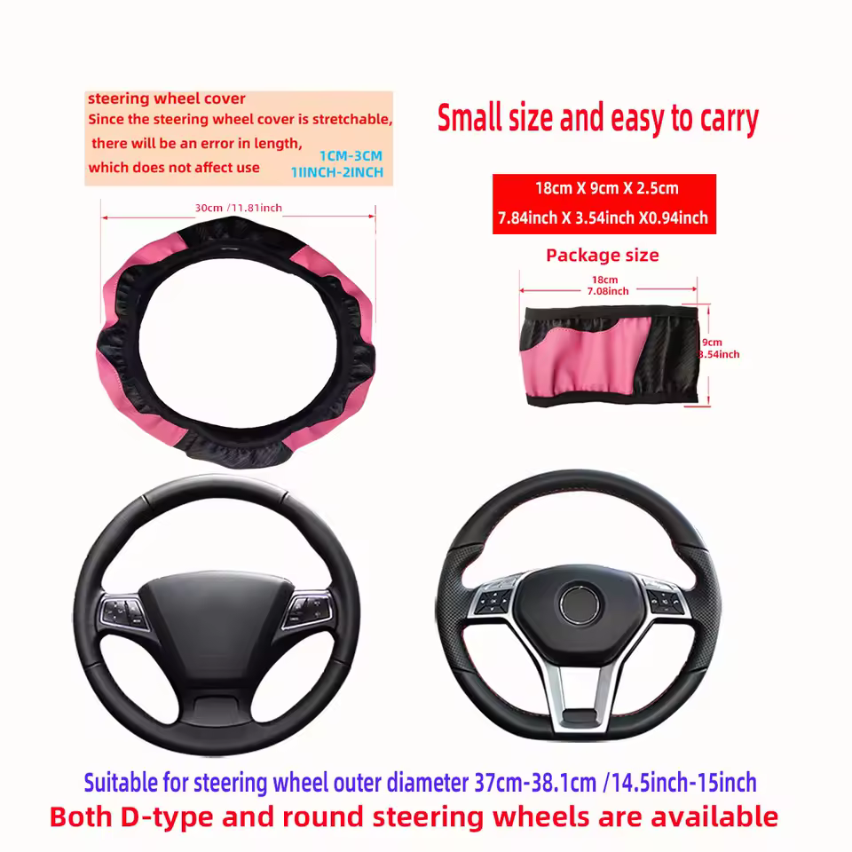 PU Carbon Fiber Leather Car Steering Wheel Cover