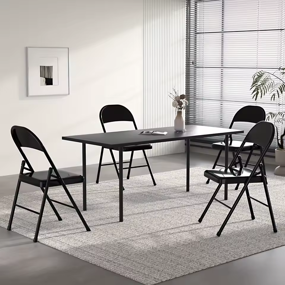 4pcs All-steel Metal Backrest Folding Chairs