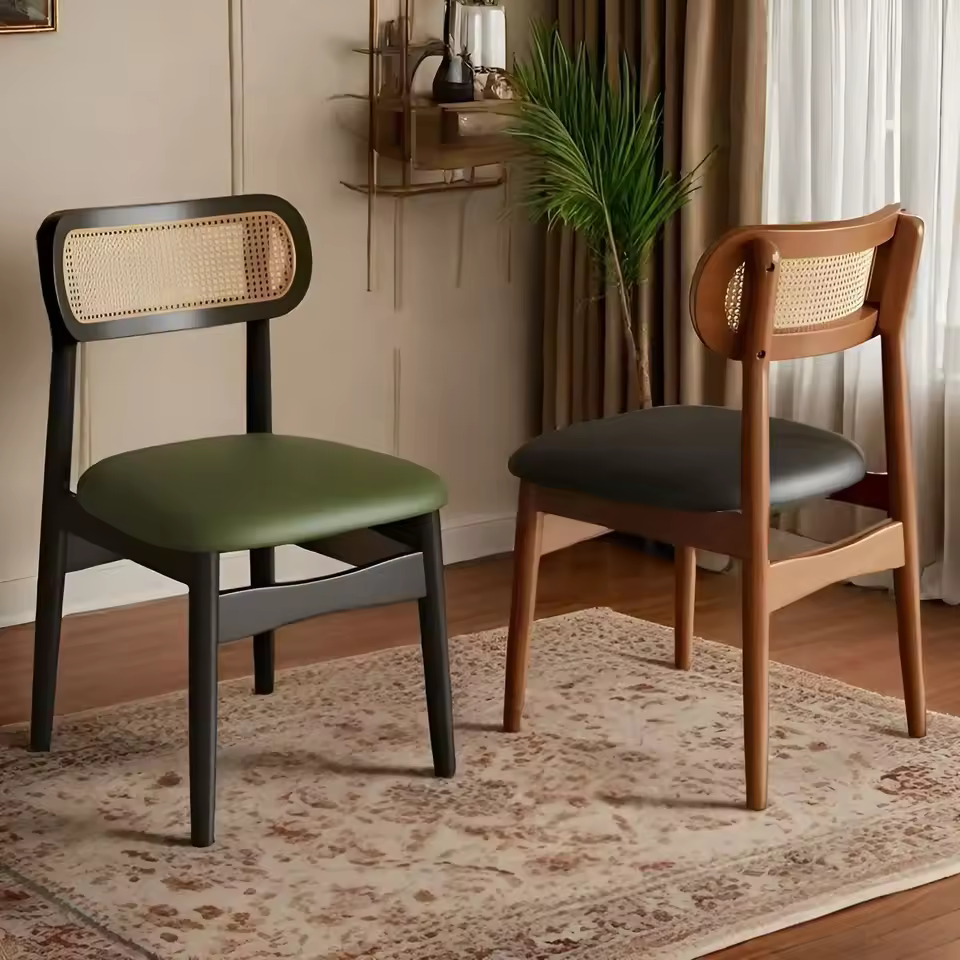 Retro Full Solid Wood Dining Table and Chair